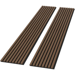 Luxury Walnut acoustic solid wood wall panels, slatted design, 2-panel set
