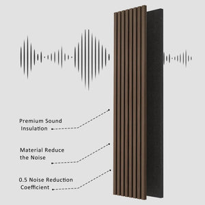 HAUSVITA Luxury Walnut Acoustic Solid Wood Wall Panels, set of 2 decorative vertical slat panels with black backing
