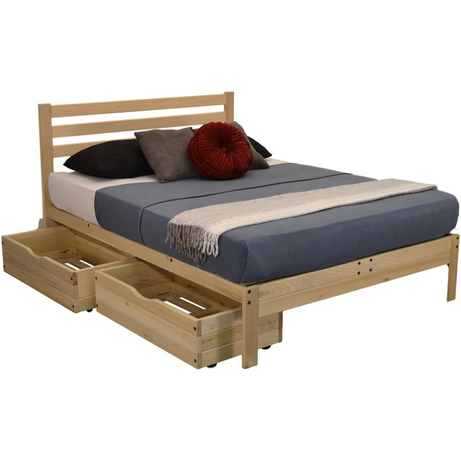Set of 2 - Solid Wood Rolling Storage Drawers for Under Bed - Made in USA