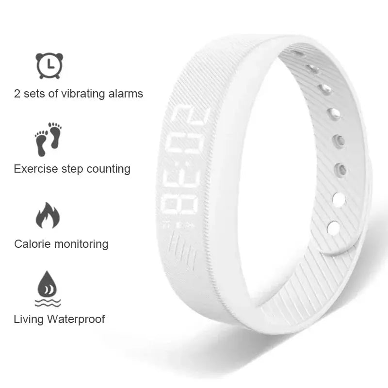 LED Digital Smart Bracelet Vibrating Alarm Clock Waterproof Clock
