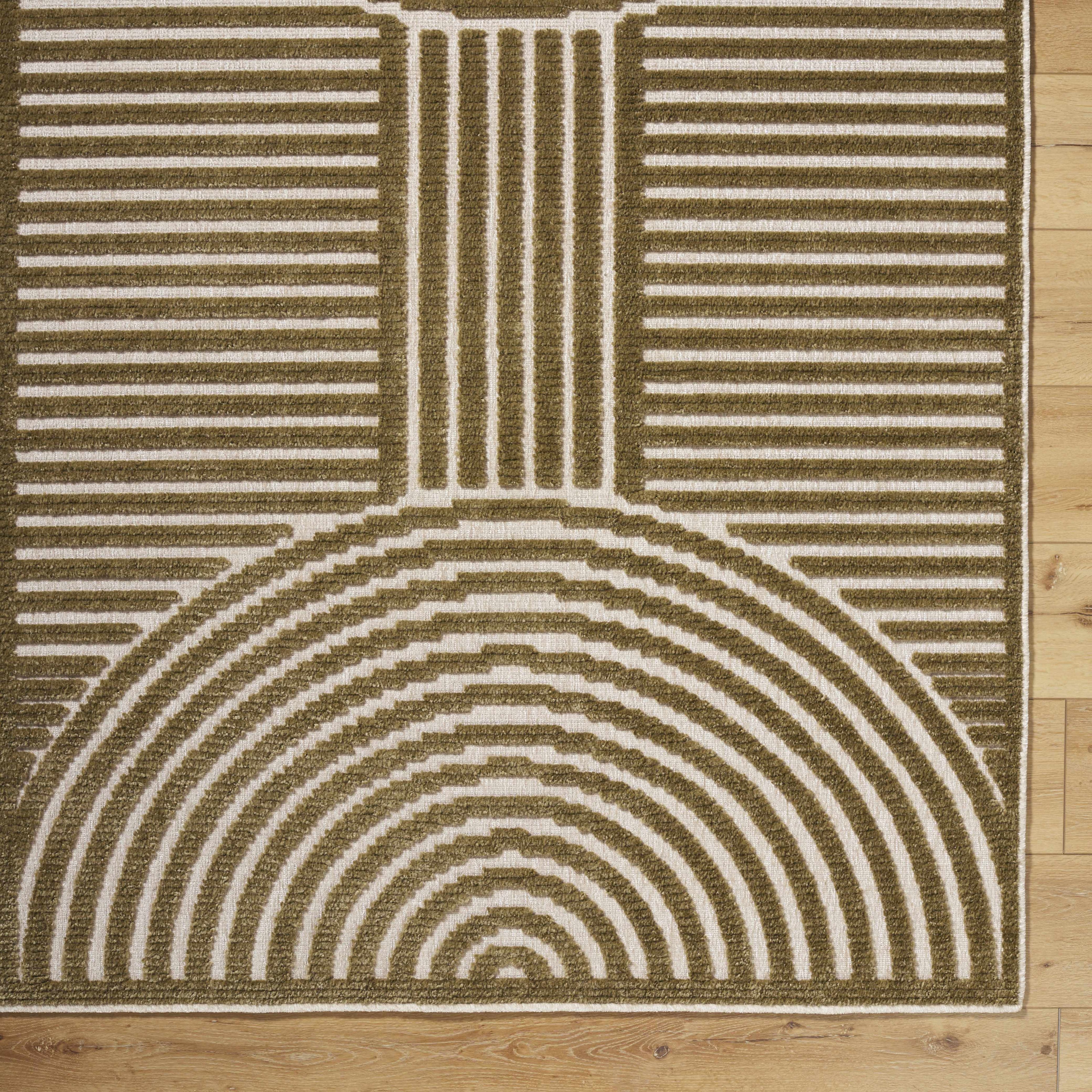 Deron Khaki Washable Area Rug