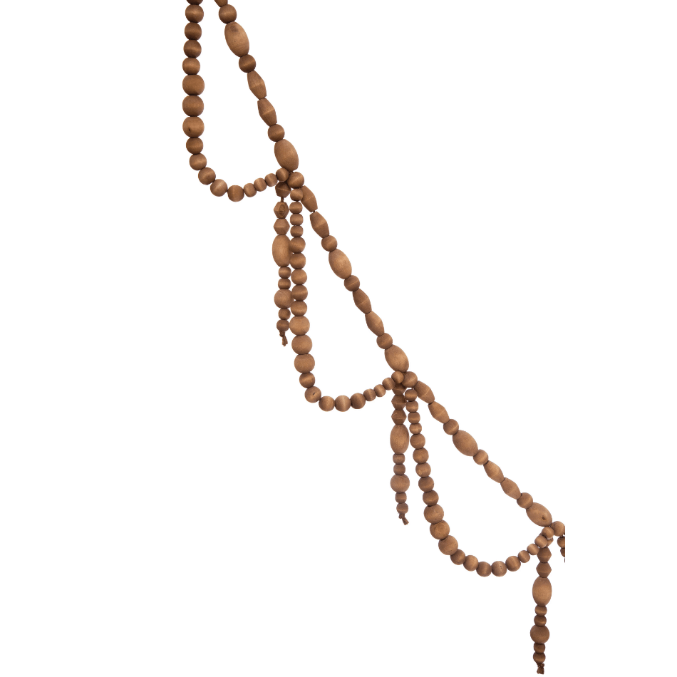 Paulownia Wood Bead Swag Garland, Brown 72"L