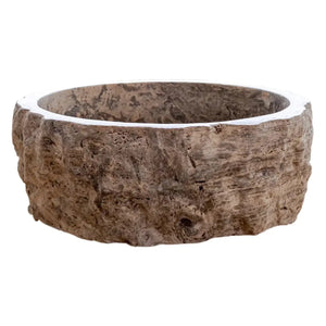 Stone sink by Villohome, silver travertine rustic finish, above-vanity sink, 16 inches diameter x 6 inches high