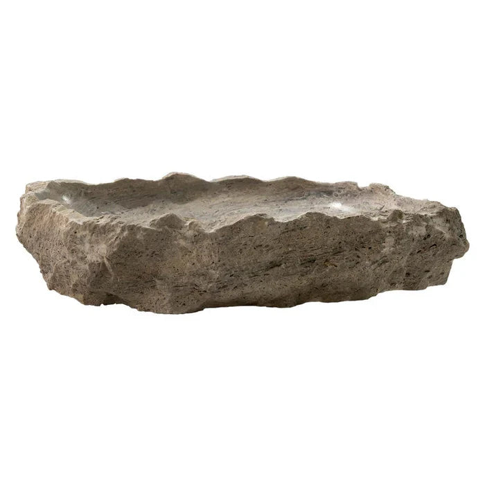 Stone sink by Villohome, silver travertine rustic natural stone, above-vanity bathroom sink, random shape