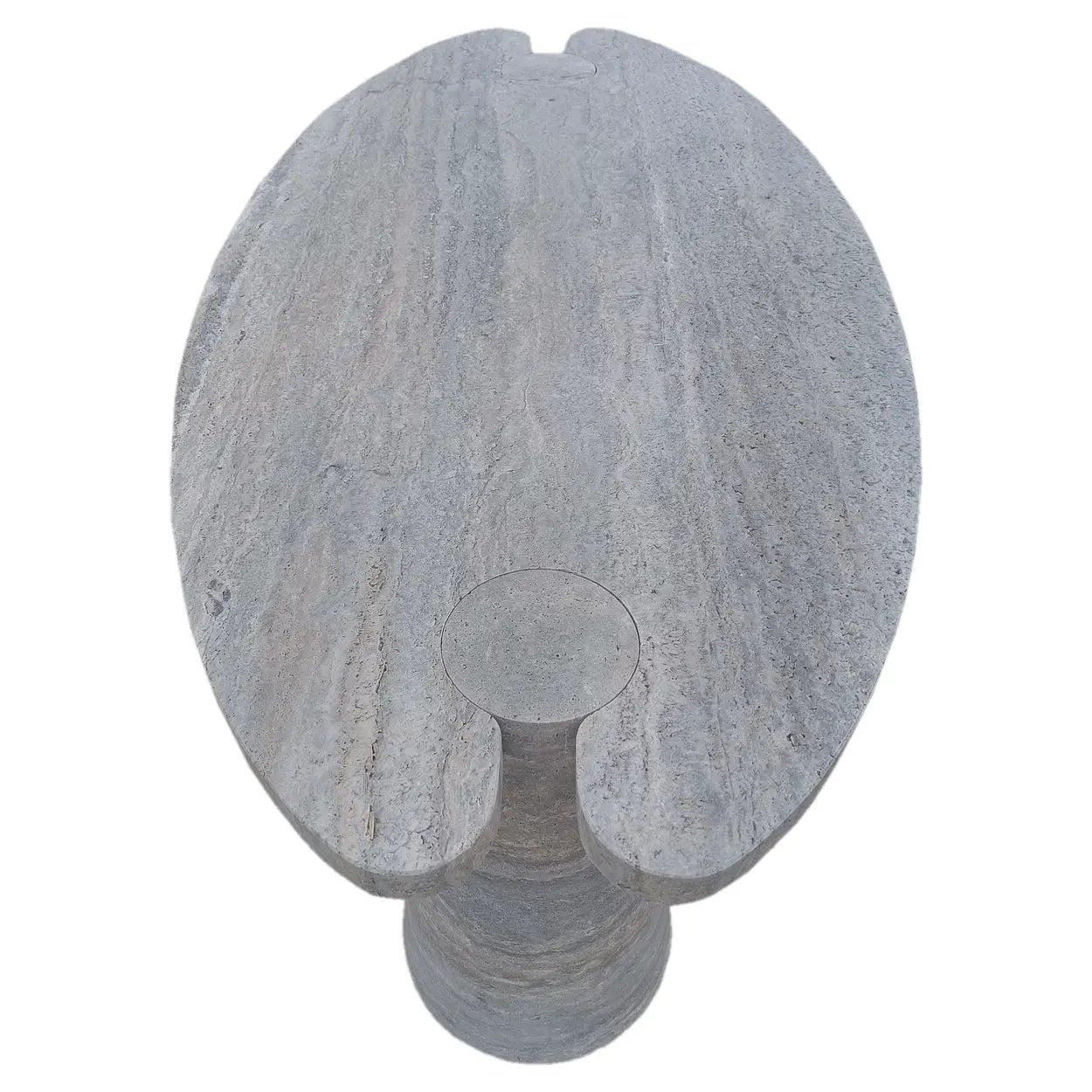 Villohome coffee table in silver travertine vein-cut with conic legs, honed finish, 48x24x16 in
