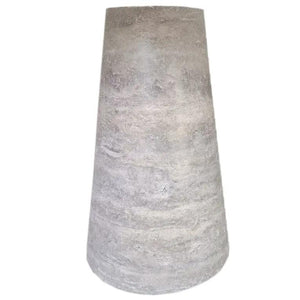 Coffee table in silver travertine vein-cut with conic base, honed finish