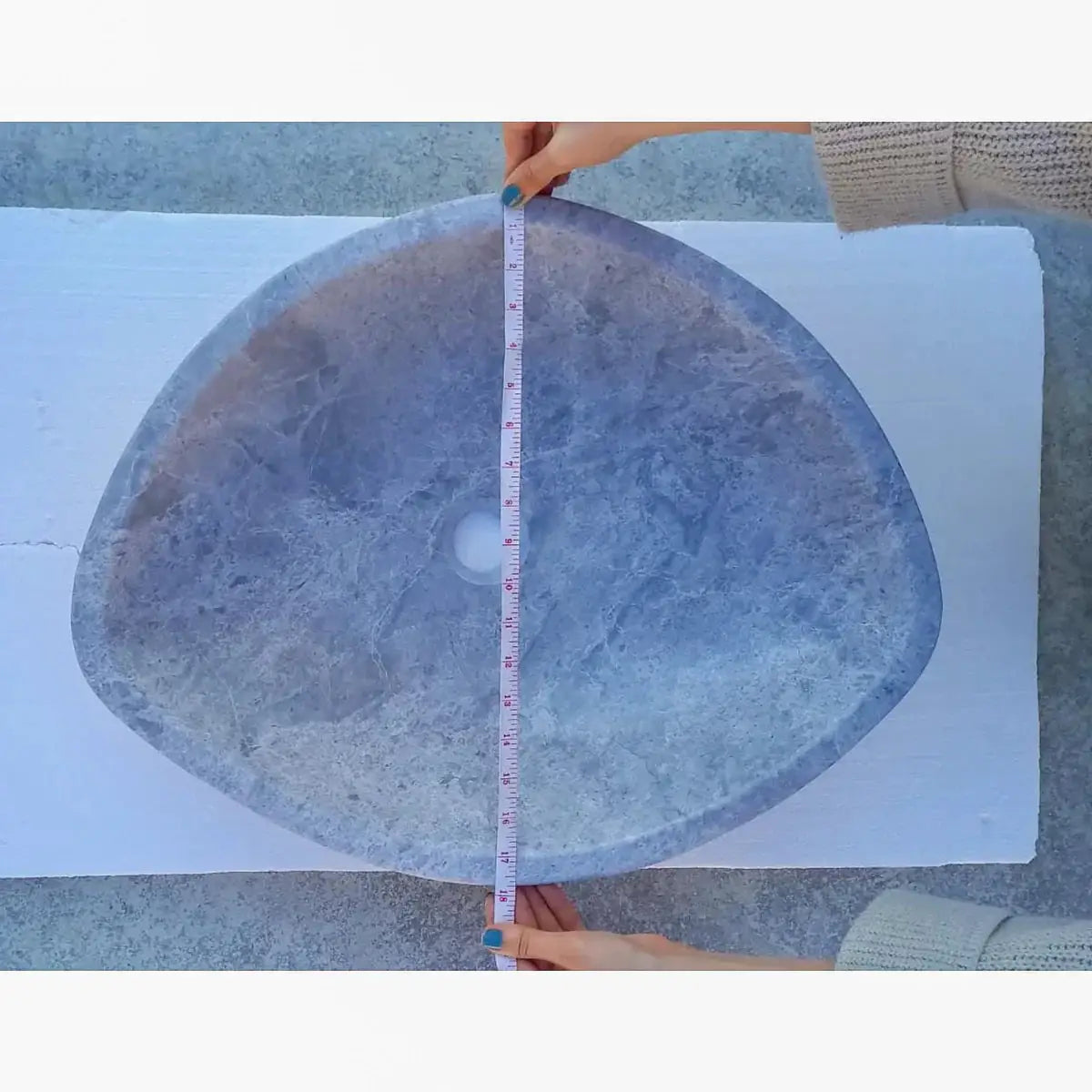 Sirius Gray Marble Above Vanity Sink by Villohome, honed bathroom stone sink