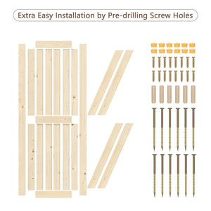HAUSVITA Solid Pine Barn Doors with Track Kit; pale wood panels and complete hardware set