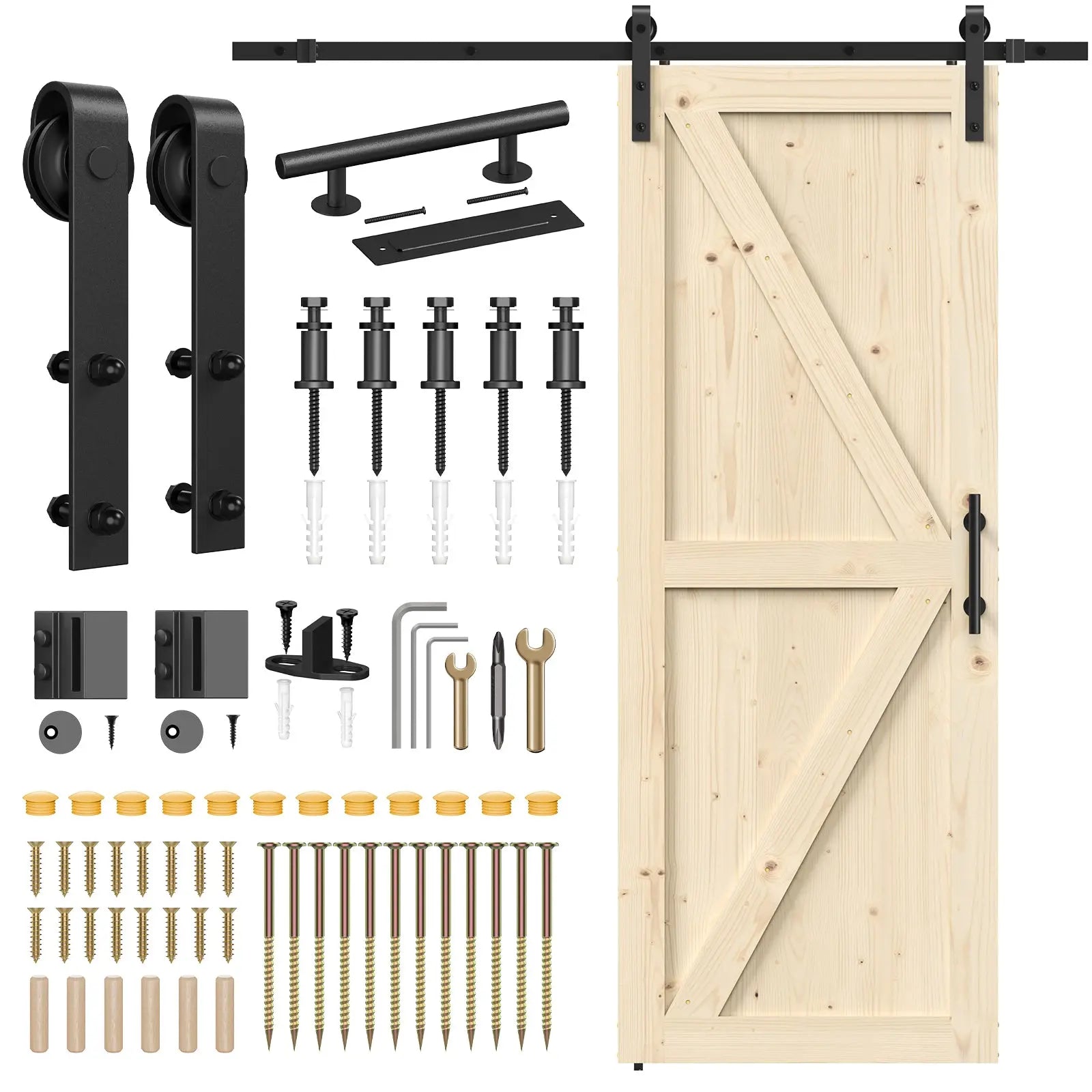 HAUSVITA solid pine barn door with black track kit