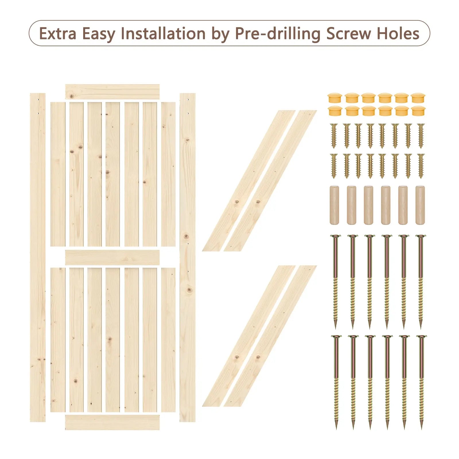 Solid Pine Barn Doors with Track Kit by HAUSVITA; wood door panels with hardware