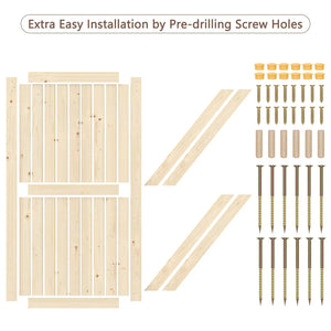 HAUSVITA solid pine barn door kit with track; light wood panels and brass hardware