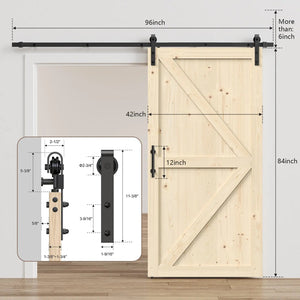 Solid Pine Barn Doors with Track Kit by HAUSVITA, natural pine with black hardware