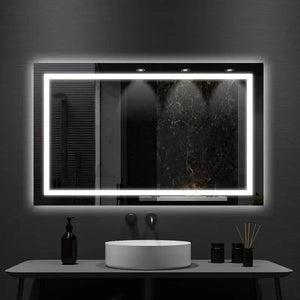 HAUSVITA Standard Center Glow LED Bathroom Mirror, rectangular, edge-lit frame