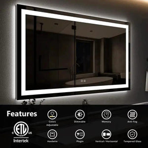 HAUSVITA Standard Center Glow LED bathroom mirror with edge-lit border
