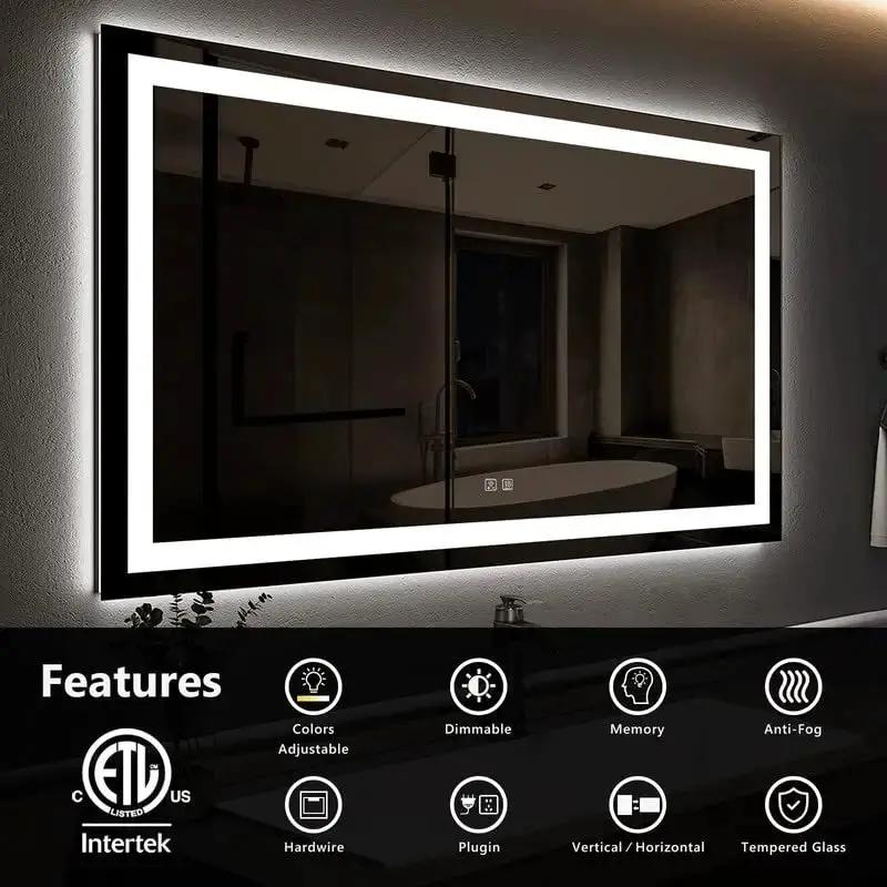HAUSVITA Standard Center Glow LED bathroom mirror with edge-lit border