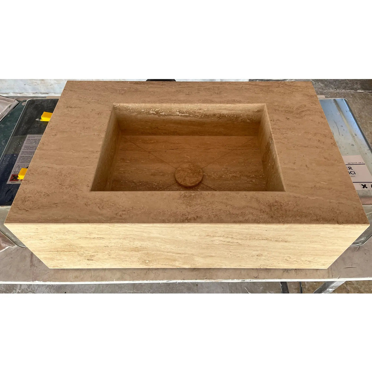 HANDCRAFTED CUSTOM TRAVERTINE SINK - 1