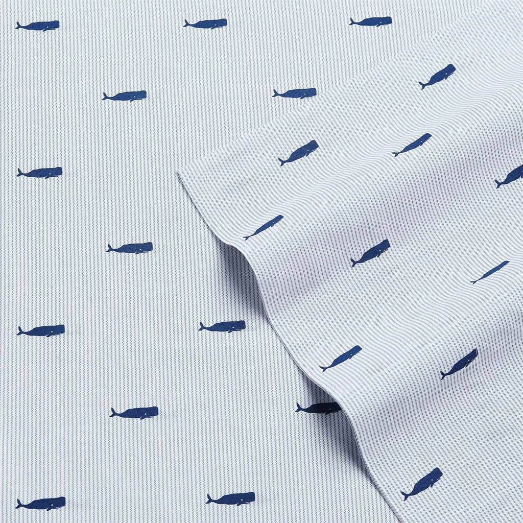 Twin size Coastal Beach 100-Percent Cotton Navy Blue White Stripe Sheet Set