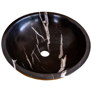 Villohome Toros Black Marble round bathroom sink, above-counter vessel