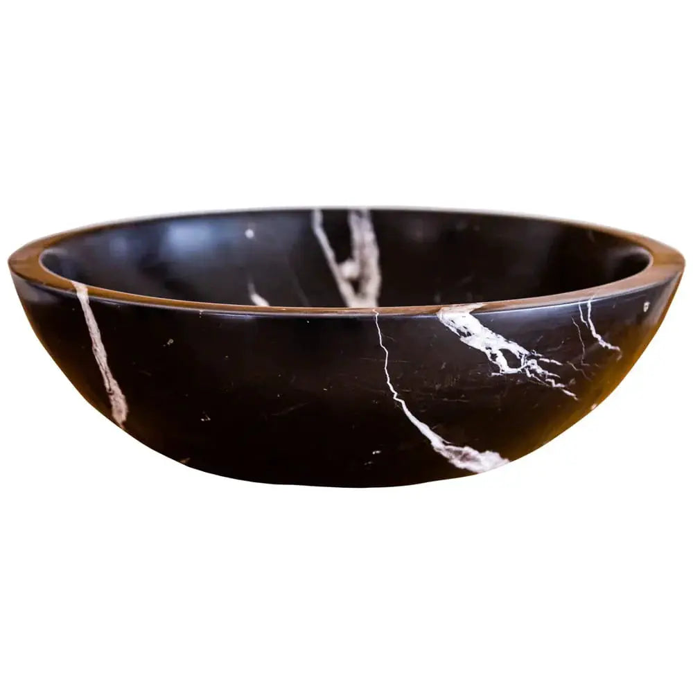 Toros Black veined marble above-counter vanity bathroom sink bowl by Villohome