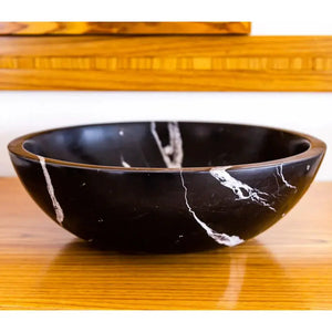 Natural Stone Toros black marble above-vanity bathroom sink, 16 in diameter, 6 in high