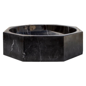 Toros Black Marble Octagonal Above-vanity Bathroom Sink by Villohome, polished finish