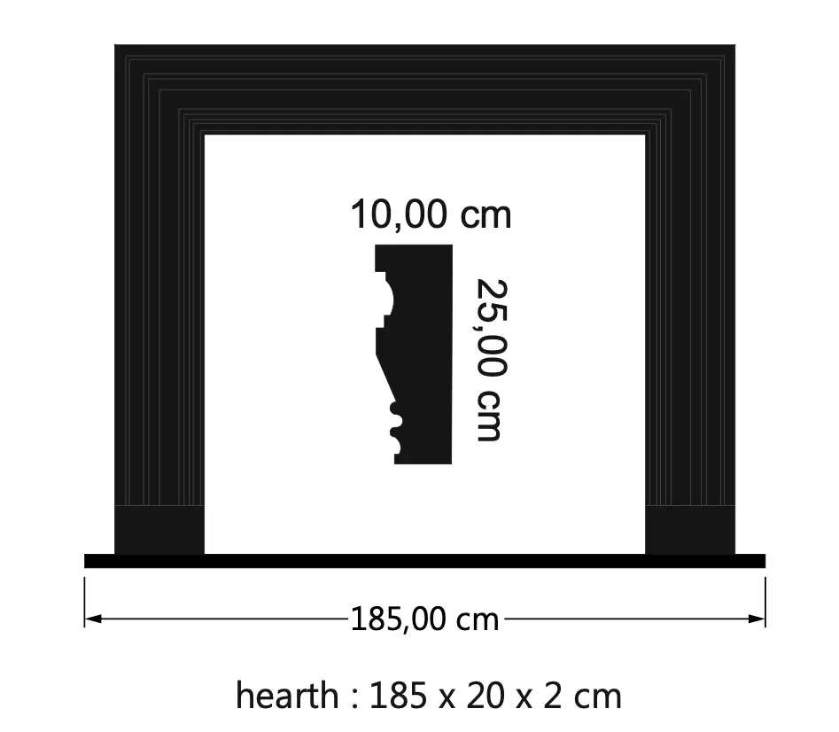 Toros Black Marble Fireplace Mantel by Villohome; hand-carved, polished black marble frame