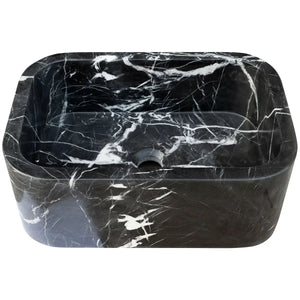 Toros black marble rectangular wall-mount bathroom sink by Villohome, 12x18 inches