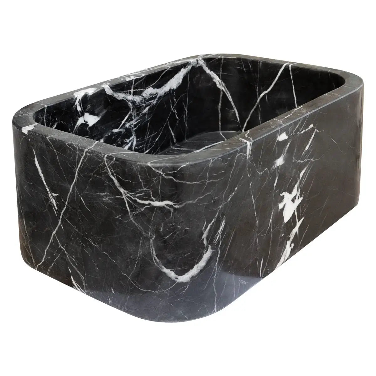Toros black marble rectangular wall-mount bathroom sink by Villohome.