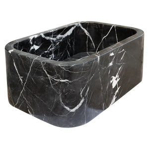 Toros black marble rectangular wall-mount bathroom sink by Villohome.