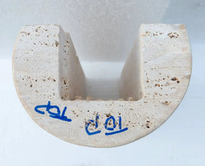 Villohome Troia Light travertine pedestal sink, stand-alone, honed and filled, light beige stone