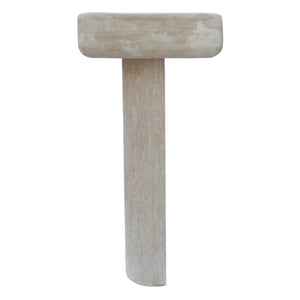 Troia Light Travertine Pedestal Sink by Villohome; standalone bathroom sink on a light travertine pedestal