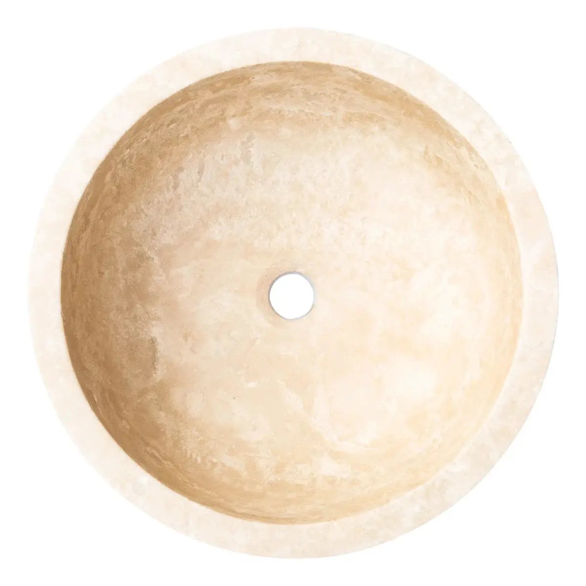 Bathroom vessel sink Troia Light Travertine beige pumpkin-shaped natural stone basin