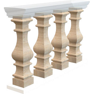Troia Light Travertine Balustrade Hand-carved from Solid Travertine Block (SET of 4)