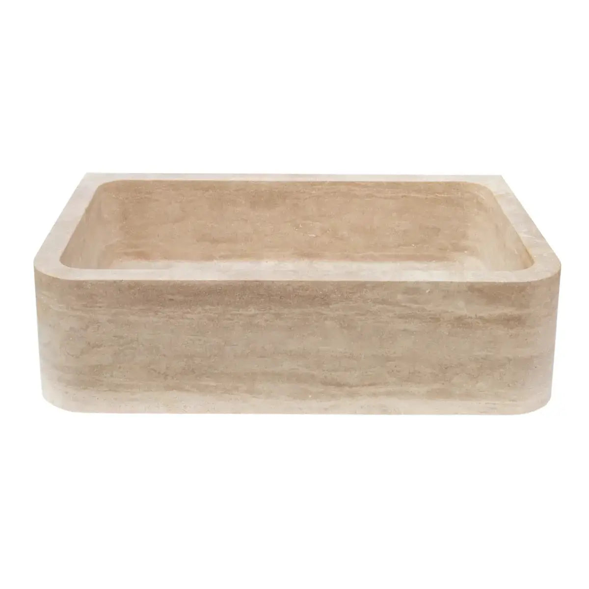 Troia Light Travertine rectangular farmhouse kitchen sink by Villohome, 18 in W x 27.5 in L x 7 in D
