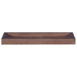 Villohome Noce Travertine rectangular above-counter bathroom sink, honed brown stone, 16x48 inches.