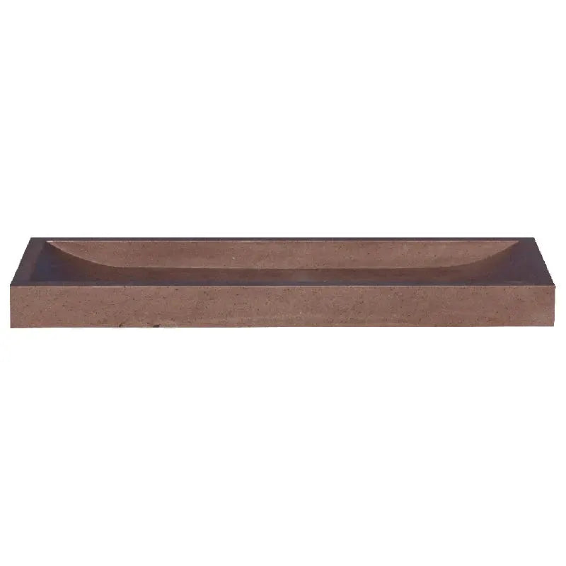 Villohome Noce Travertine rectangular above-counter bathroom sink, honed brown stone, 16x48 inches.