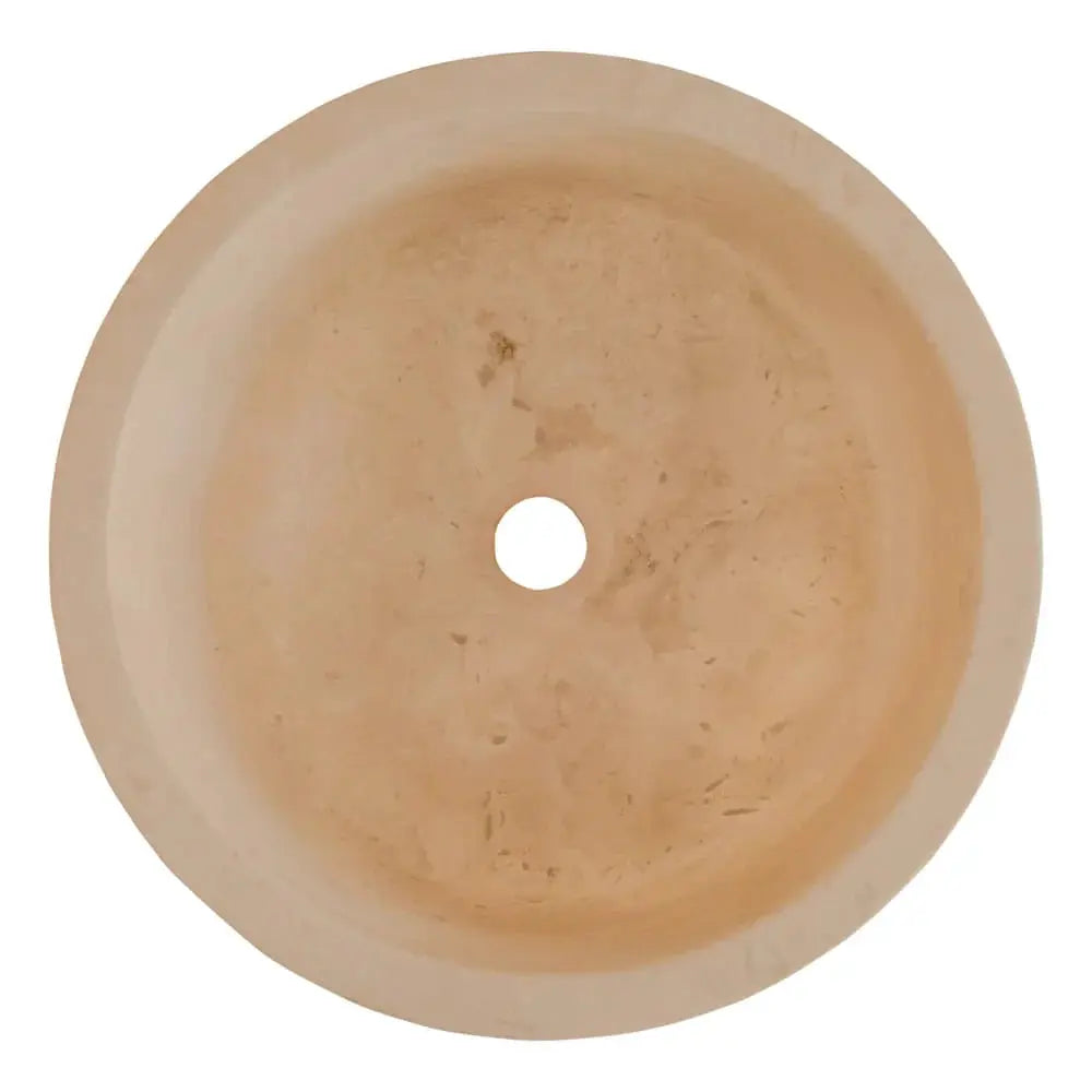 Troia Light travertine round bathroom vanity sink, beige stone by Villohome