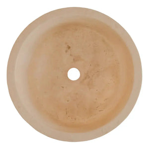 Troia Light travertine round bathroom vanity sink, beige stone by Villohome