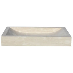 Troia Light Travertine rectangular vanity vessel sink, above-counter, 27.5 x 16 in, Villohome
