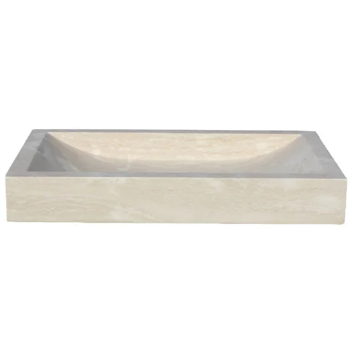 Troia Light Travertine rectangular vanity vessel sink, above-counter, 27.5 x 16 in, Villohome