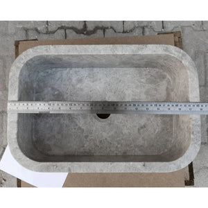 Villohome Tundra Gray Marble rectangular wall-mount bathroom sink, 12W x 18L x 7H, stone basin.