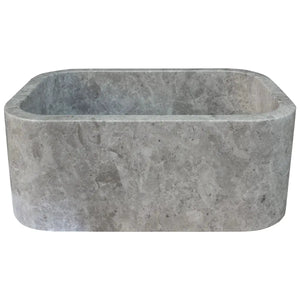 Tundra gray marble rectangular wall-mount bathroom sink by Villohome, 12x18x7 in.