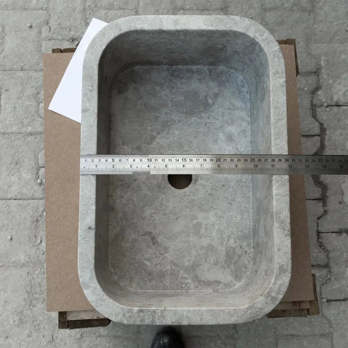 Tundra Gray Marble rectangular wall-mount bathroom sink by Villohome, 12W x 18L x 7H in