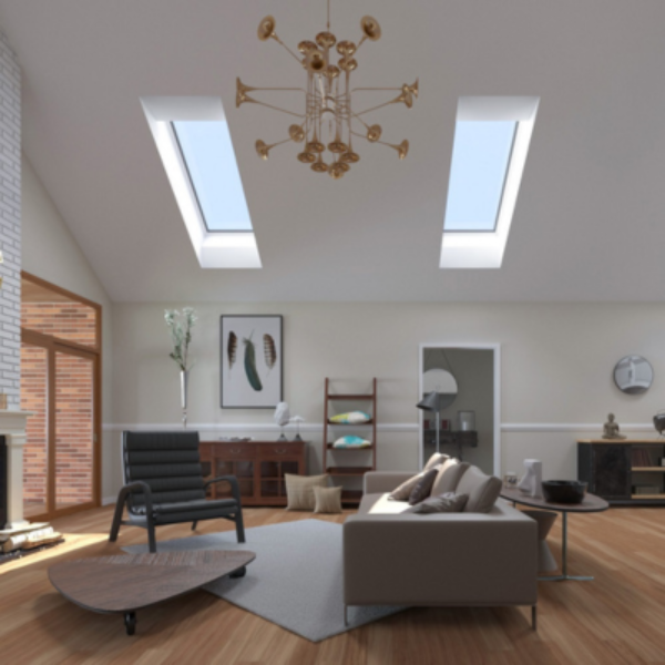 VELUX Fixed Deck Mount Skylight - White Solar Powered Shade