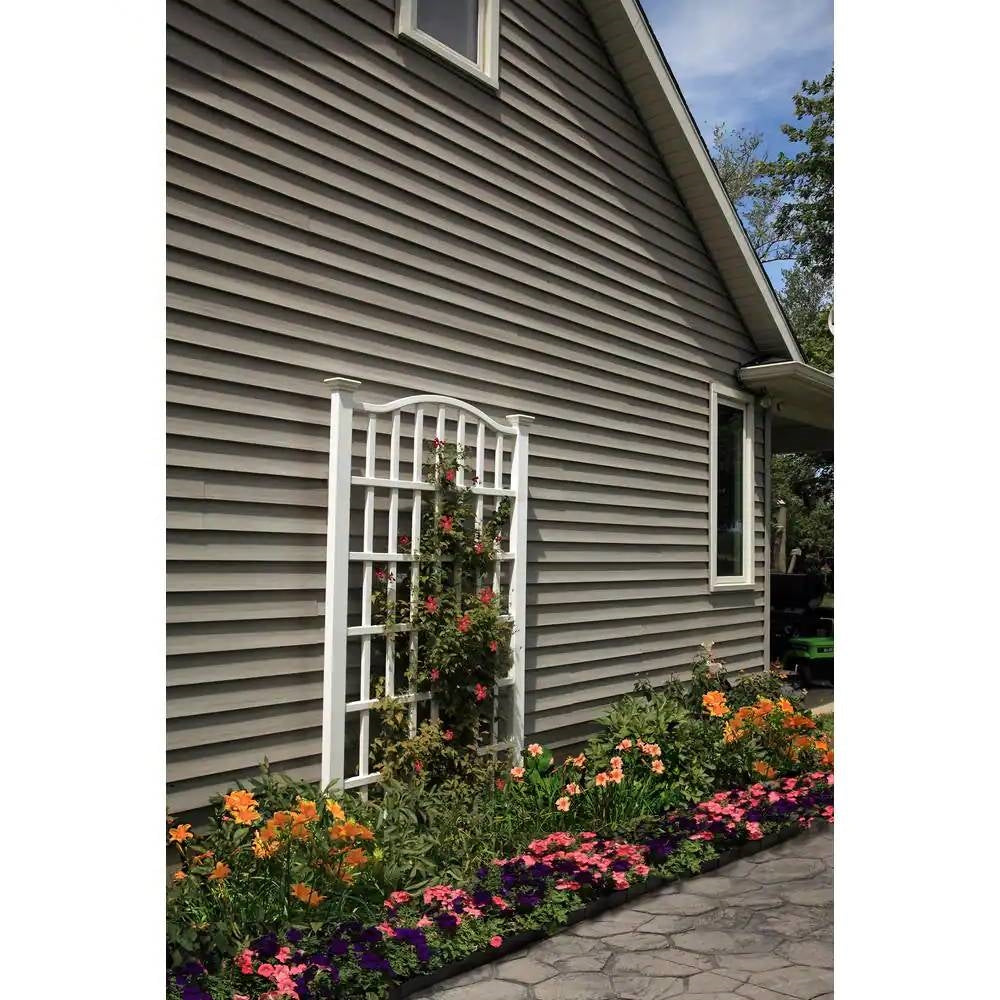 Large 8-Ft x 4.5-Ft Outdoor White Vinyl Garden Trellis Privacy Screen