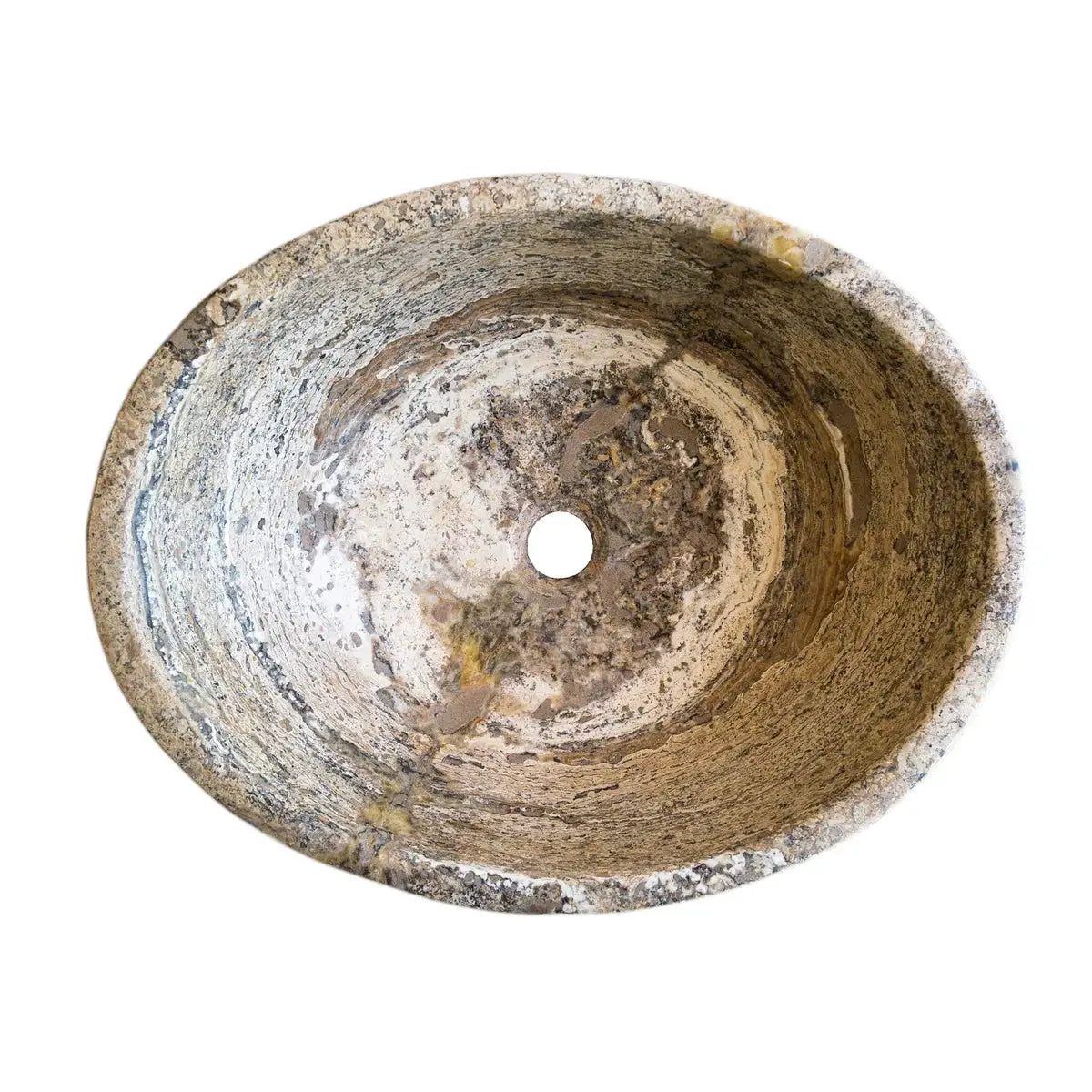 Valencia Travertine natural stone oval vessel sink by Villohome, bathroom sink 21x16x6 in