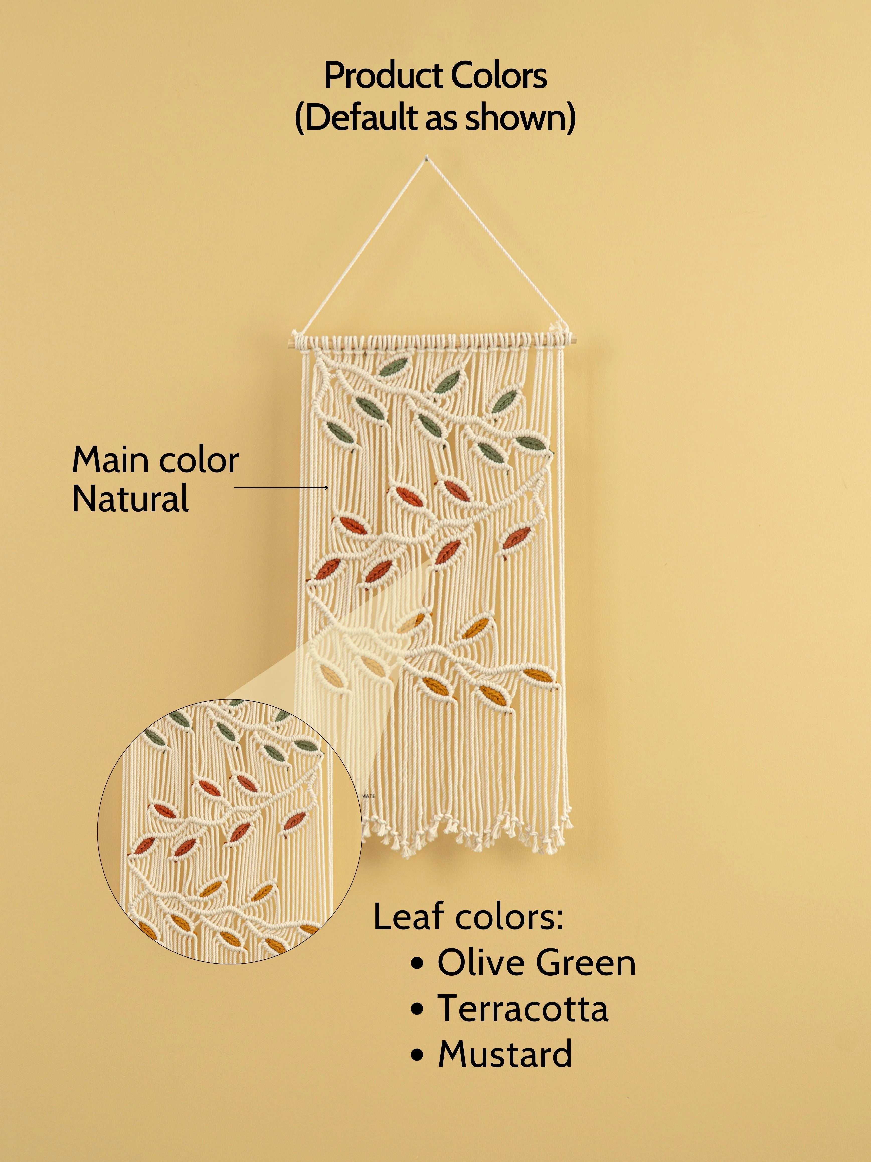 Vela Natural Macrame Leaves
