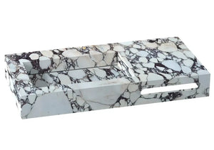 Calacatta Viola marble wall-mount bathroom sink by Villohome with hidden drain and towel holder