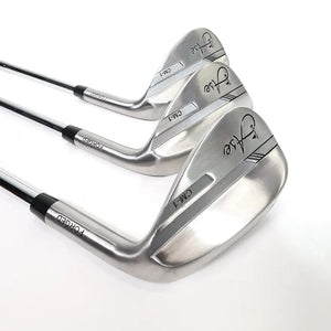 Ase Golf 3-Piece Wedge Set; forged stainless steel golf wedges in silver finish