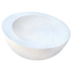 Villohome white limestone bathroom sink with sloped rim, natural stone vanity basin